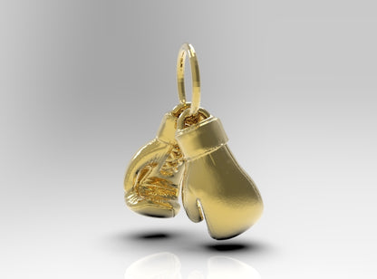 Large Heavy 9ct Yellow or Rose or White Gold 2 x Boxing Gloves Pendant 1 PAIR