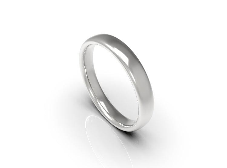 Genuine Solid 9ct 9kt Barrell White Gold Wedding Band Ring Size L 3mm Wide