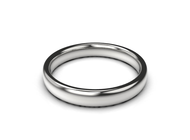 Genuine Solid 9ct 9kt Barrell White Gold Wedding Band Ring Size L 3mm Wide