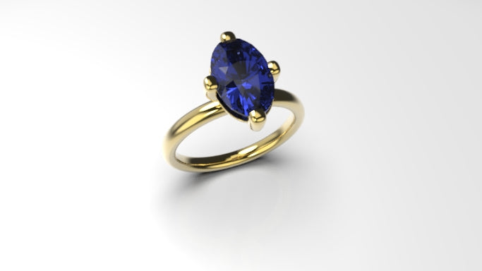 Genuine 9ct Yellow, White or Rose Gold Synthetic Gemstone Ring in your size.